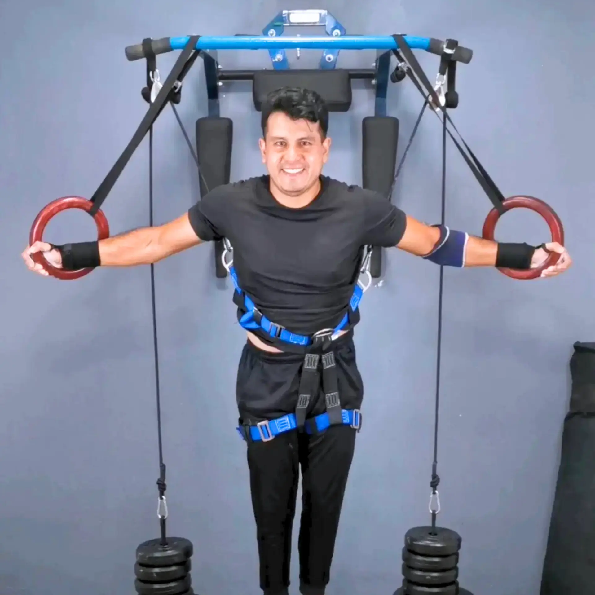 Iron cross on gymnastics rings